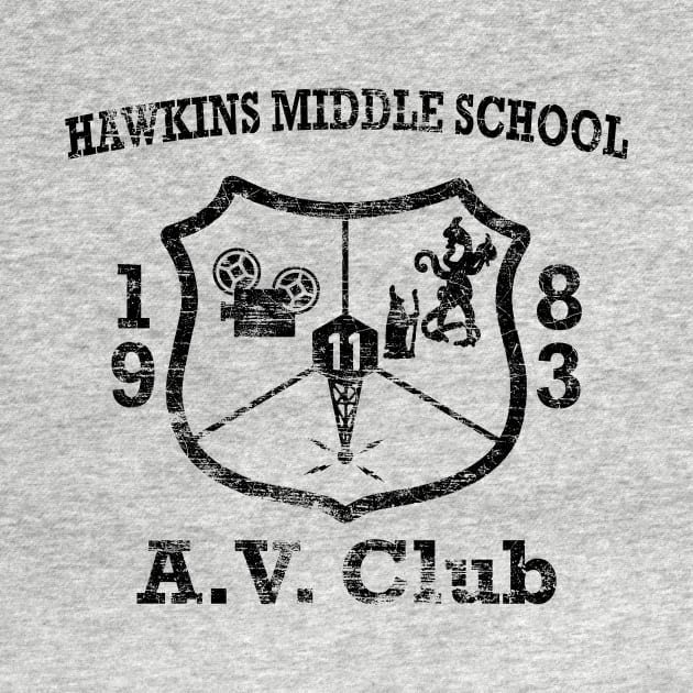 Hawkins Middle School A.V. Club Weathered Black by Smidge_Crab
